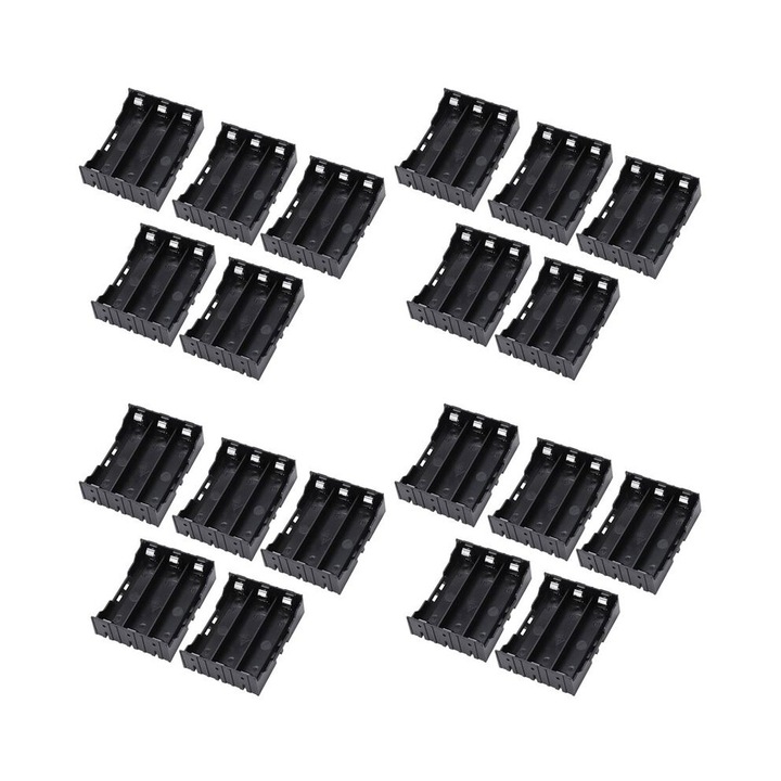 Set 20 suporturi baterii 3x3.7V 18650 negru 7.8x6x2.6cm