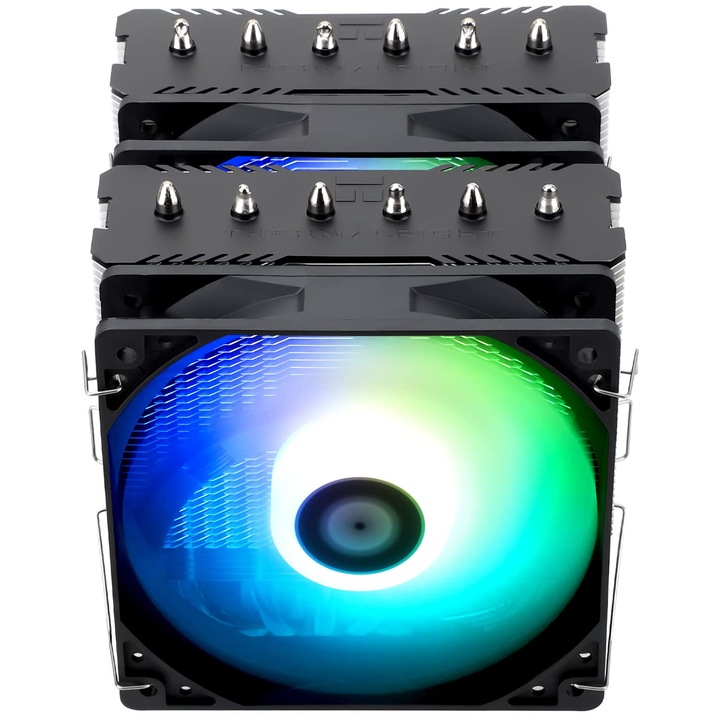 Охладител за процесор XPQKDC® Thermalright Peerless Assassin 120 SE ARGB, 6 топлинни тръби, двойни 120мм вентилатори TL-C12C-S PWM, AGHP технология, съвместим с Intel 1700/1851/115X/1200 и AMD AM4/AM5, черен