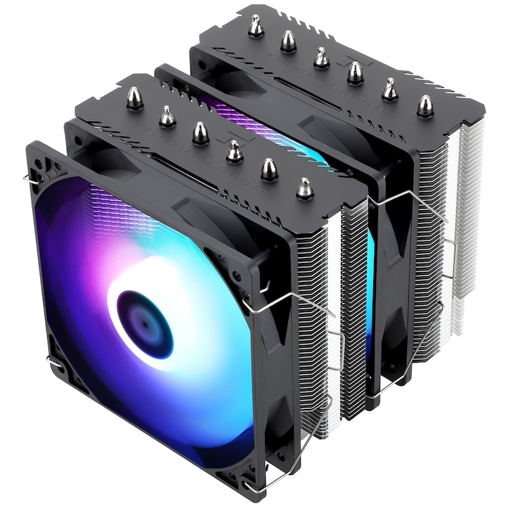 Охладител за процесор XPQKDC® Thermalright Peerless Assassin 120 SE ARGB, 6 топлинни тръби, двойни 120мм вентилатори TL-C12C-S PWM, AGHP технология, съвместим с Intel 1700/1851/115X/1200 и AMD AM4/AM5, черен