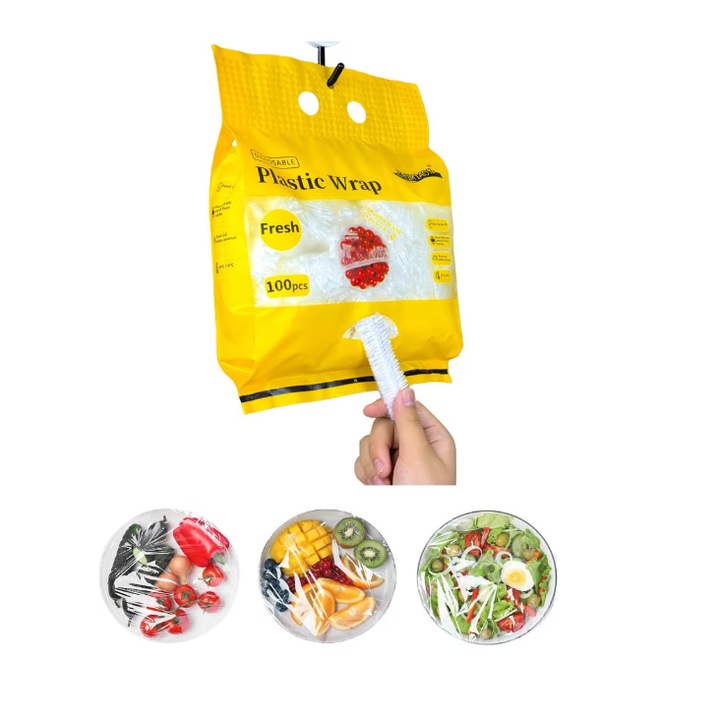 Set 100 buc Folii de acoperire cu elastic pentru boluri, Max Home, 10-22 cm, plastic