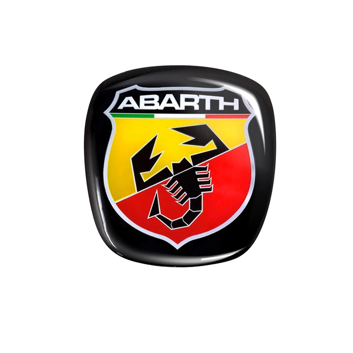 Abarth 3D стикер лого Scudetto официален за Fiat Bravo, преден и заден, 75 x 69 мм, 71 x 65 мм, червен