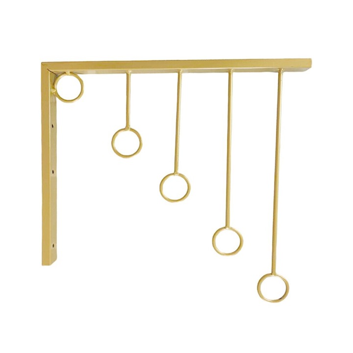 Arany színű vas fogas, modern design, 1x falra szerelhető