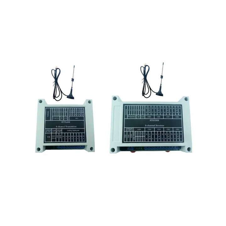 Comutator wireless bidirectional 8 canale, telecomanda cu feedback, 433MHz, 12V, 2km, set receptor si transmitator