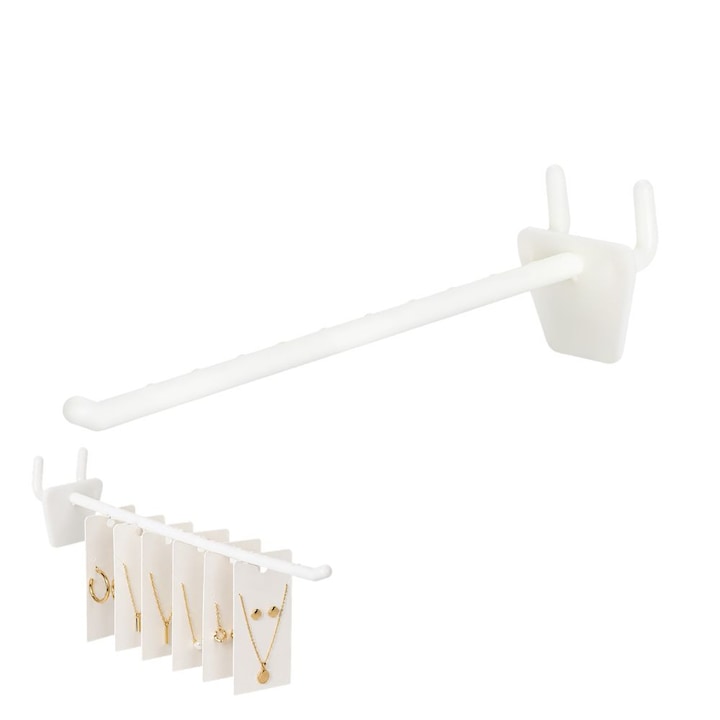 Perforált panel kampó, PegPro Organizer, Nagylelkű hosszúság 20.5 cm, Univerzális tartó ékszerek, szerszámok és kiegészítők rendszerezéséhez és tárolásához, Tartós anyag, Könnyen használható, Fehér