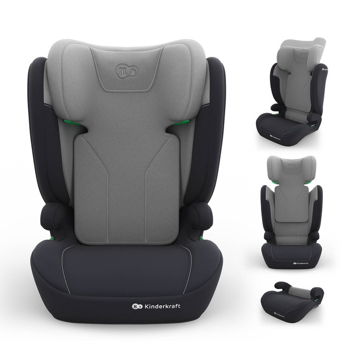 Kinderkraft I-Spark 2 Plus i-Size Scaun auto de siguranta 2in1 pentru copii 100–150 cm - Negru, Gri