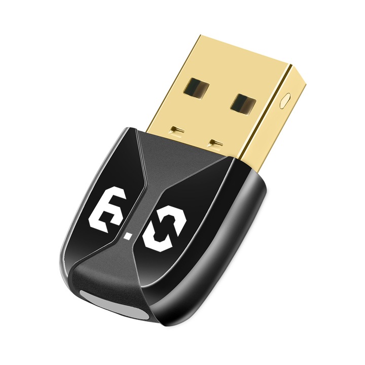 Vezeték nélküli Bluetooth 6.0 adapter, nagy sebességű USB interfész PC-hez és laptophoz, kompatibilis Windows 7/8.1/10/11 rendszerekkel, Plug and Play, fekete