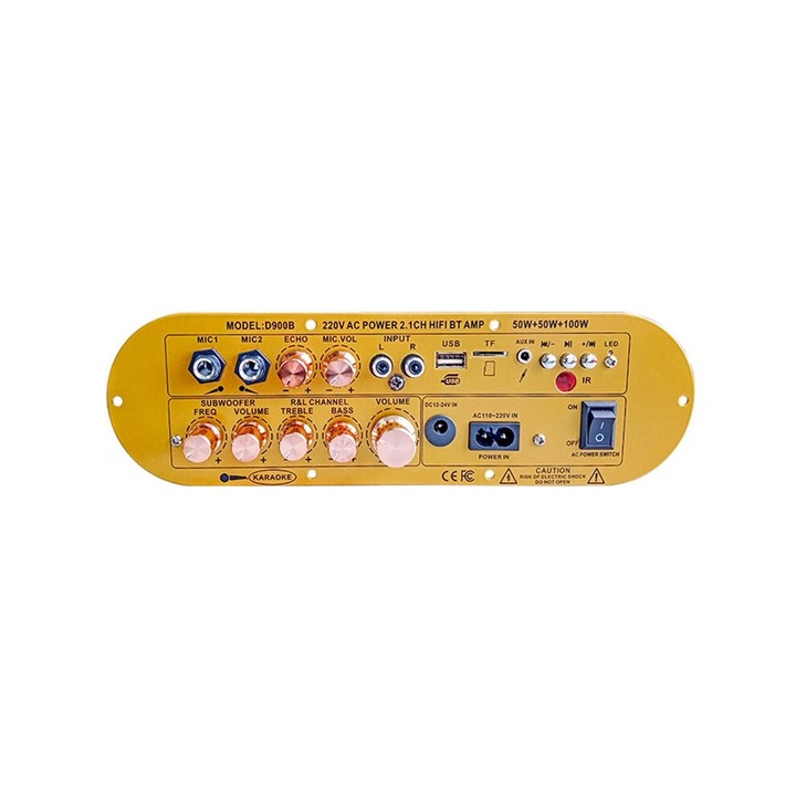 2.1 csatornás Bluetooth 5.0 erősítő panel, fém, 50W+50W+100W, EU csatlakozó