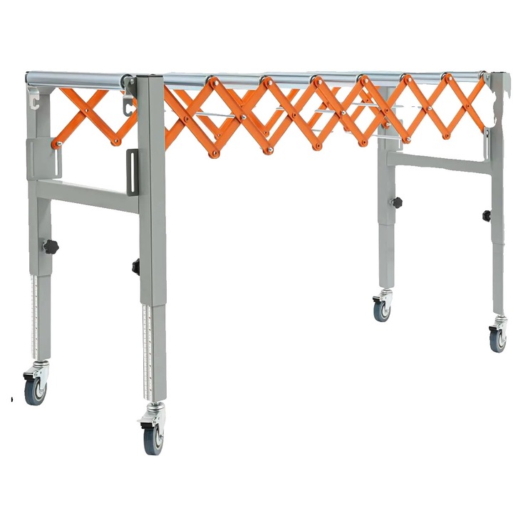 Masa cu role ajustabila, 46x50-80cm, argintiu, 50kg capacitate, 4 roti cu frana