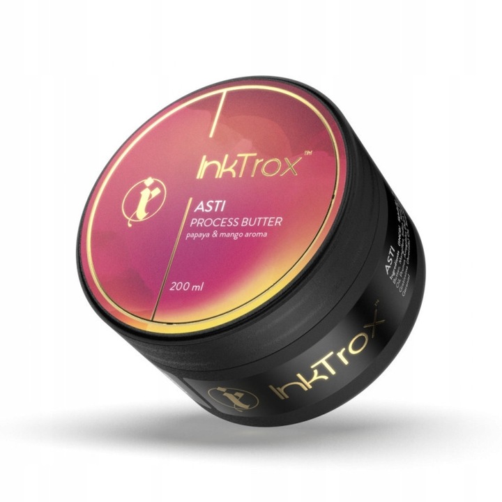Inktrox Asti tetoválás vaj, tetoválás utáni ápolásra, hidratáló és regeneráló, trópusi mangó és papaya illattal, fekete, 200 ml