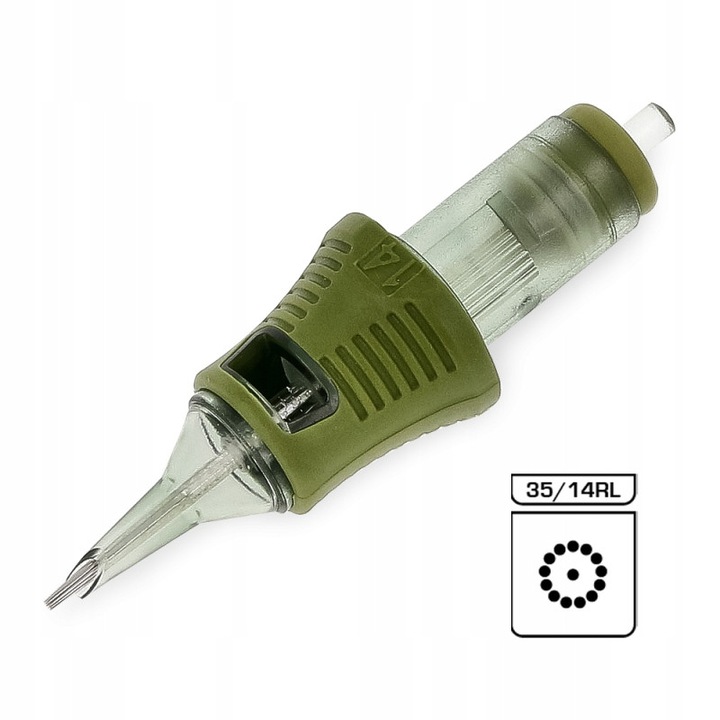 Nemesis 35/7RRL LT tetováló patron/tű, 7 tű, RRL típus (kerek liner), 0,35 mm, zöld, 1 db
