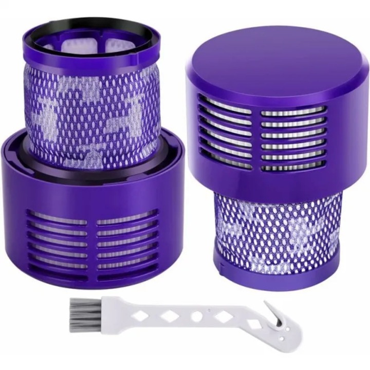 Filtru pentru Dyson V10 (SV12) E44-30-A173-e-1569, set 2 filtre HEPA lavabile, violet, include perie de curatare