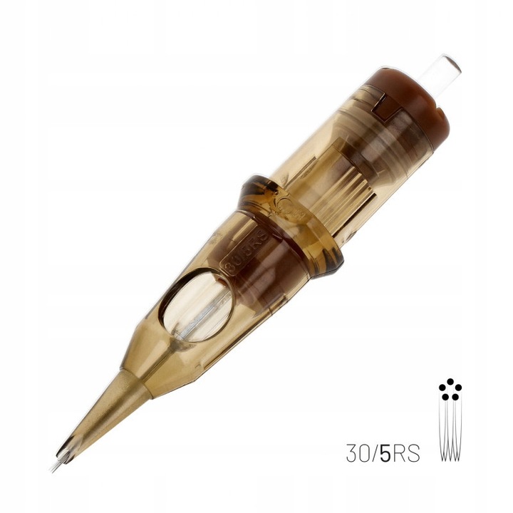 Kwadron Cartridge System Round Shader RS patron, 5 tű, 0,30 mm, hosszú LT hegy, átlátszó, 1 db