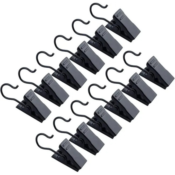 Set 30 cleme metalice negre pentru perdele 30x1cm