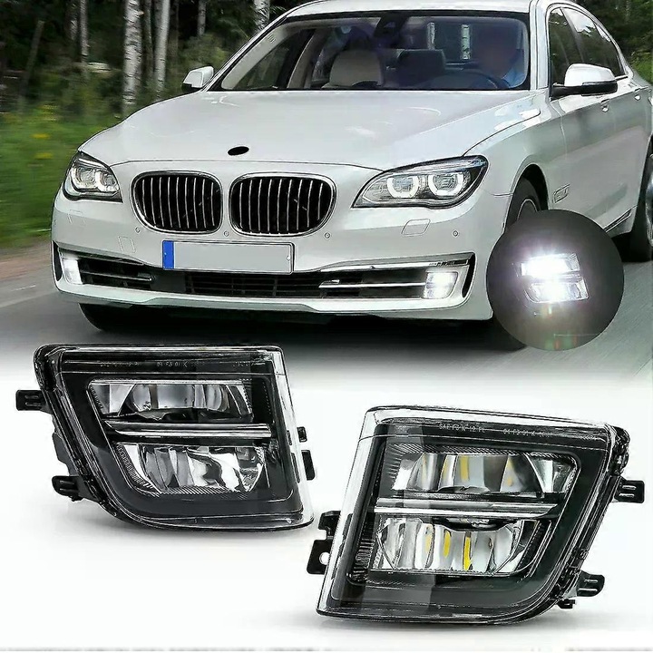 Proiector ceata LED pentru BMW Seria 7 F01 F02 F03, alb, 12V