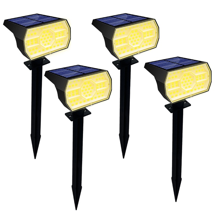 Комплект от 4 соларни LED спота 56, топло бяло, IP65, 18x10x8см