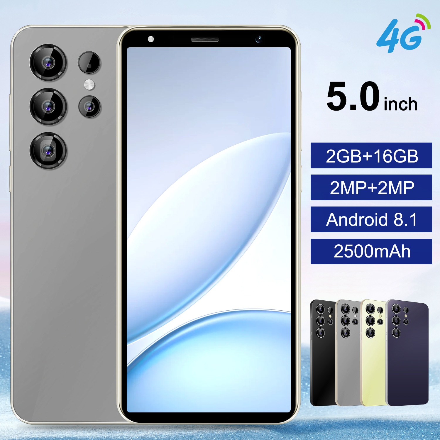 Telefon mobil smartphone Model 1, 5.0 inch InCell, 2GB RAM/16GB ROM, Android 8.1, Dual SIM cu slot microSD dedicat, baterie 2500mAh, Gri