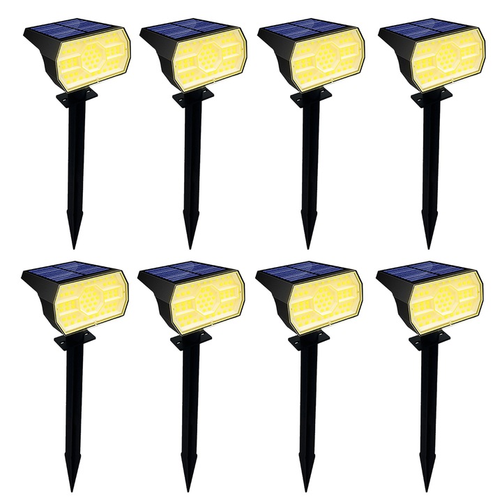 Set 4 spoturi solare, 56 LED, alb cald, IP65, 6.3x3.5x2.8 inch