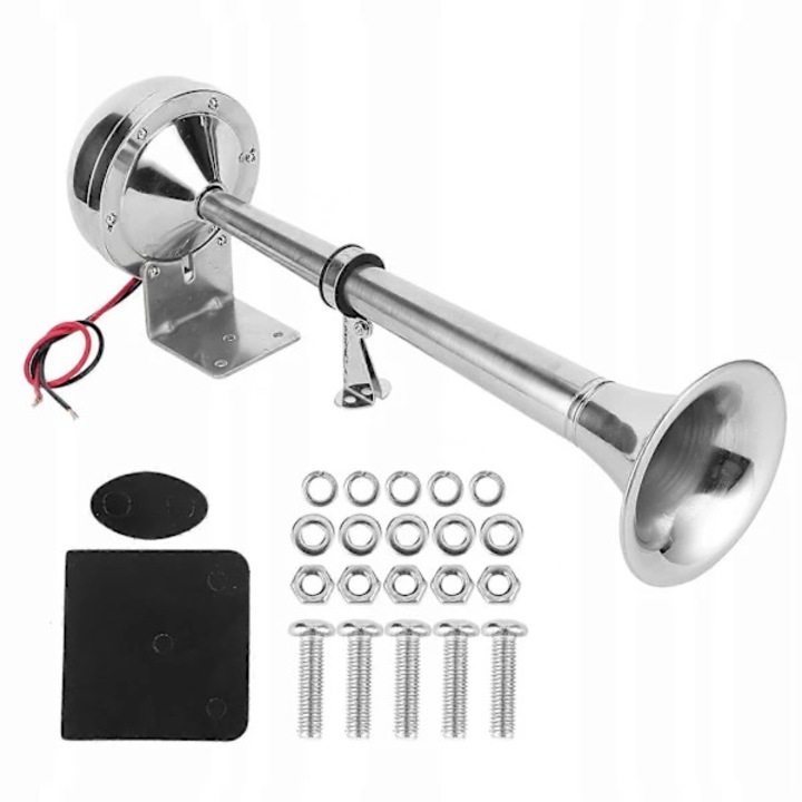 Claxon inox 304, 12V, crom, 40x10.5mm, set montaj