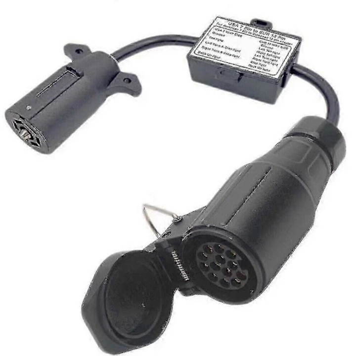 Convertor electric remorca 7 pini US la 13 pini EU negru 13x7cm