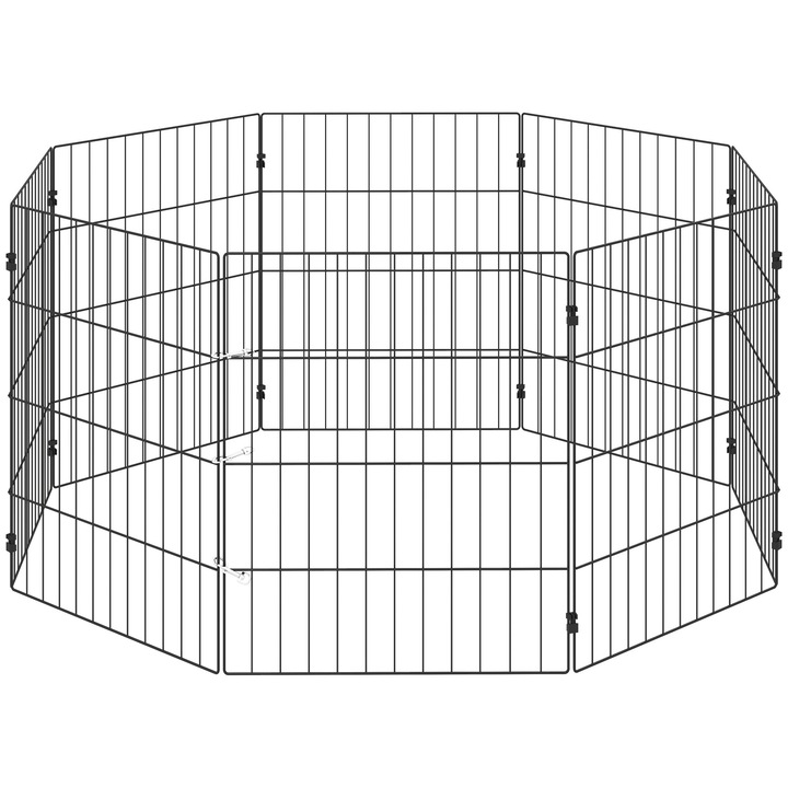 Tarc pentru animale de companie, PawHut, Otel, 100 x 100 x 60 cm, Negru