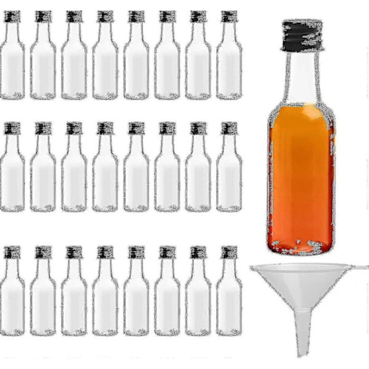 Set 24 sticle mini 50ml plastic capac negru 10.5xO12cm