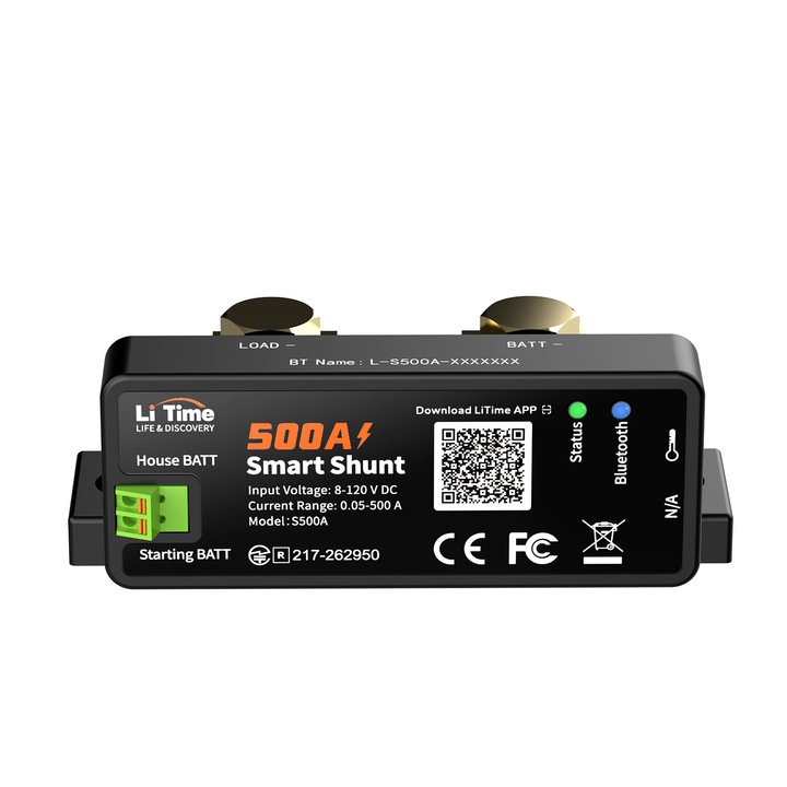 LiTime 500A Shunt inteligent pentru baterii cu Bluetooth