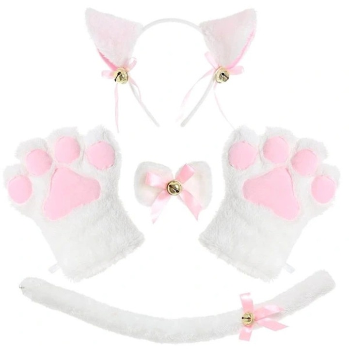 Set accesorii costum pisica, urechi, coada, manusi fara degete, negru, universal