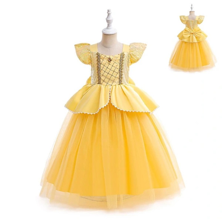 Costum carnaval copii rochie printesa Belle tulle multicolor 3-9 ani