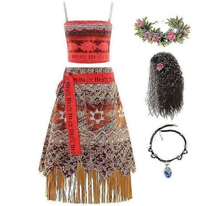 Costum printesa Vaiana pentru fete set complet, nylon, marimea 140