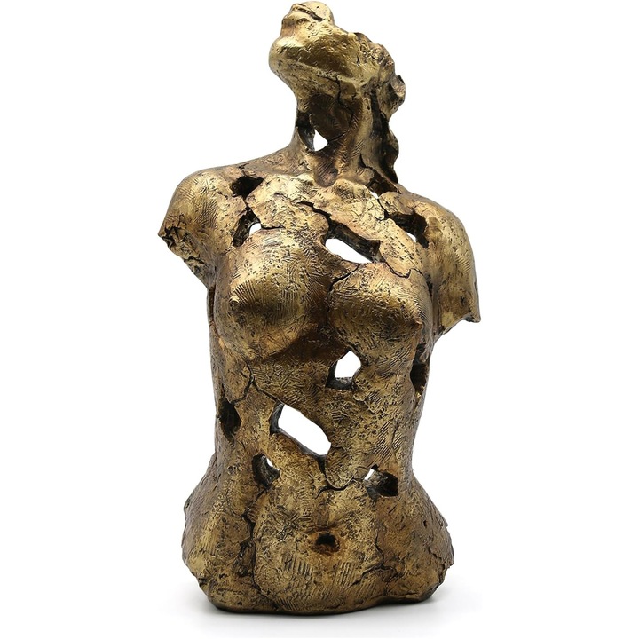 Statueta sculptura decorativa umana feminina moderna, finisaj bronz antichizat, 39 cm