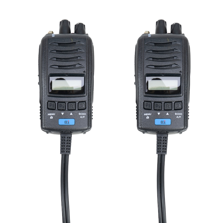 Pachet 2 bucati Statie radio CB portabila TTi TCB-H100 alimentare 12V/24V, Roger Beep, Squelch