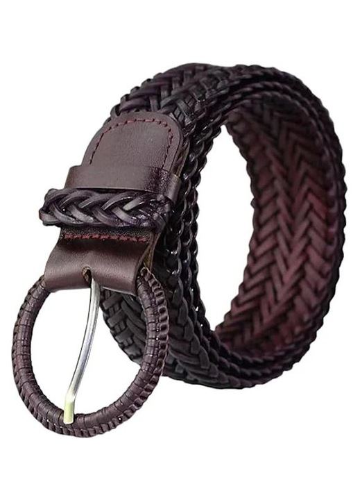 Curea din piele impletita pentru femei, casual si eleganta, lata de 4 cm, banda moale tesuta pentru fete cu catarama