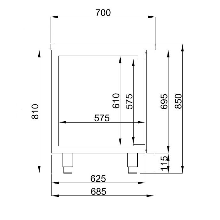 Masa de lucru frigider (700) cu 1 sertar si 4 sertare, monobloc, Energy Line, CombiSteel