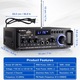 HIFI усилвател BT-298A, Bedee, изходна мощност 400W + 400W, номинална RMS мощност 50W x 2, предназначен за пасивни високоговорители 4-16Ω, Bluetooth 5.0, Bluetooth вход, AUX, MIC, SD и USB, дистанционно управление, FM функция, AUX, SD, USB, MIC входове