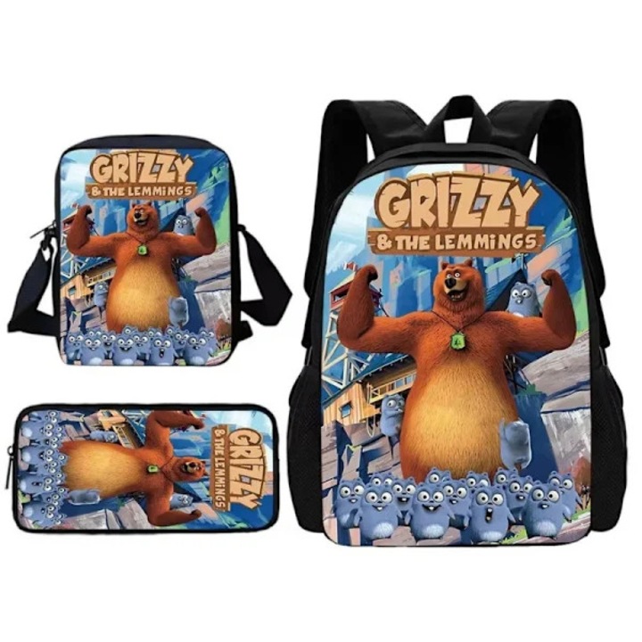 Set ghiozdan copii, geanta umar si penar, multicolor, marime standard