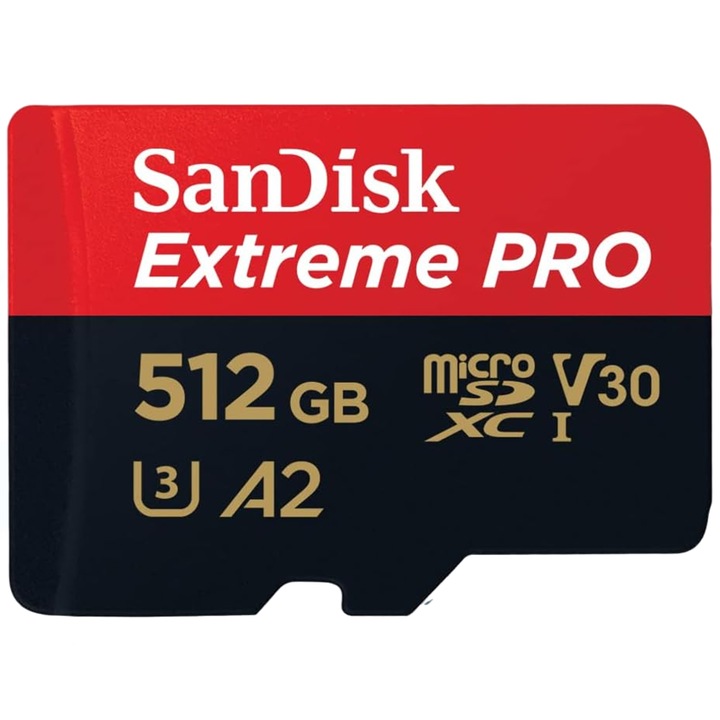 512GB Extreme PRO microSDXC Card memorie, Viteza citire pana la 170MB/s Viteza scriere pana la 90MB/s, Pentru Telefon, Camere, laptopuri, Consola jocuri, Tableta, Drona (TF Card - RWS89BNM788)