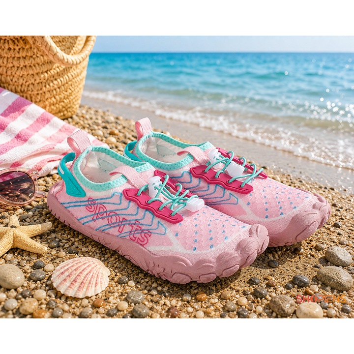 Aqua Shoes Dama Roz Cu Talpa Flexibila Si Siret Elastic Incaltaminte Acvatica Pentru Nisip Pietre Strand Marimea 38-39 Shopiens®