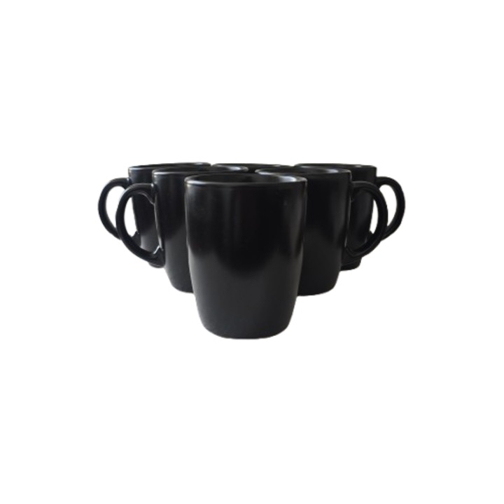 Set 6 cani, 300 ml, Cesiro, Negru Mat