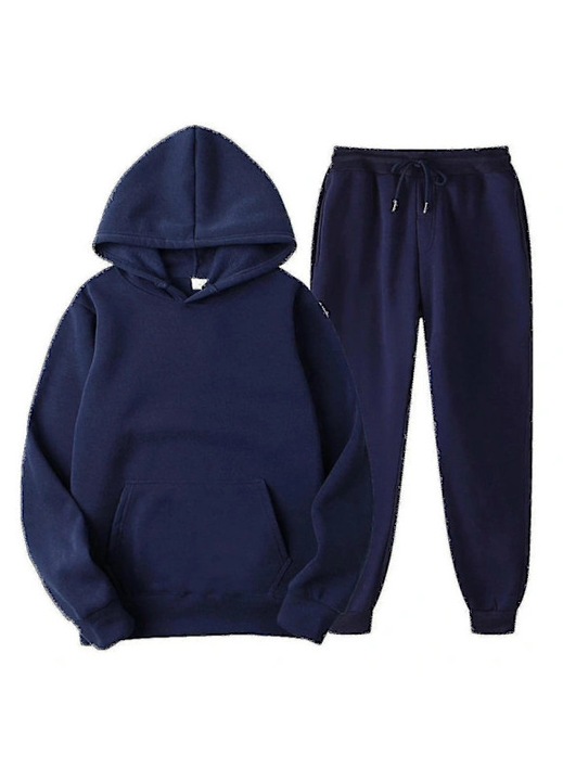 Set trening barbati, hanorac cu fermoar, pantaloni de jogging, bleumarin, fabricat din material confortabil