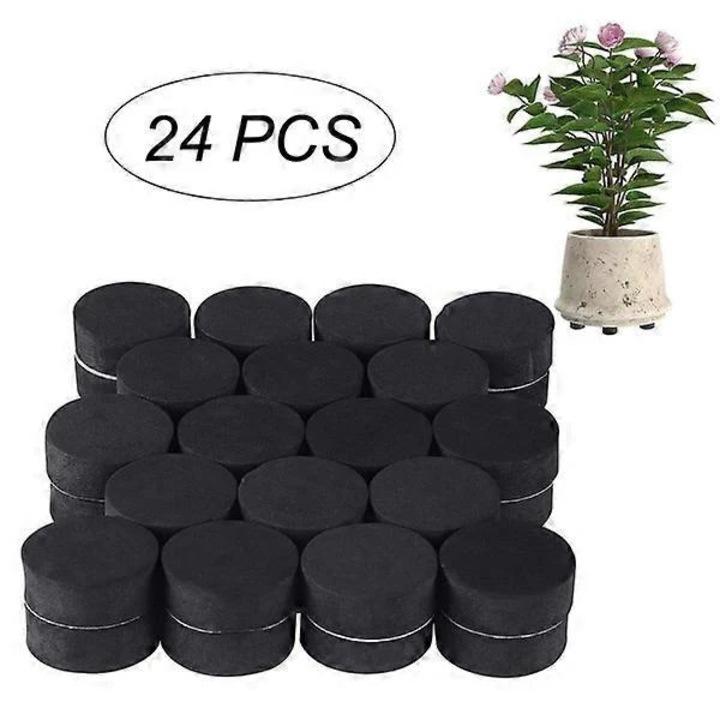 Set 24 picioruse pentru ghivece, negru, 1cm
