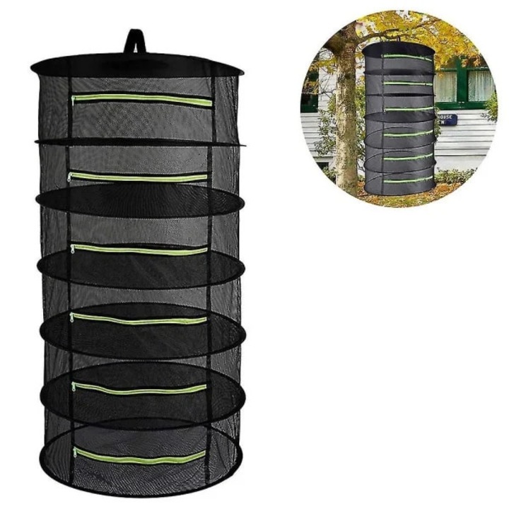 Plasa de uscare pliabila, retea pentru uscare plante, nylon respirabil cu inele metalice si fermoar anti-insecte, negru, 1 buc, 90x60 cm / 130x60 cm