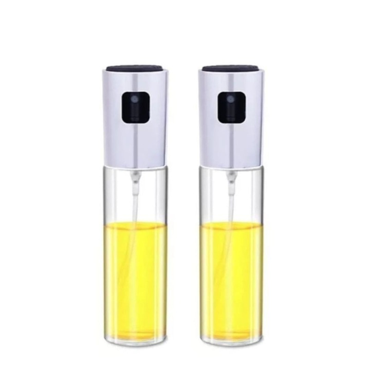 2 db finom permetező olajspray készlet 100 ml, üveg edények olajhoz és ecethez, élelmiszer spray sütéshez, salátákhoz és grillezéshez, fehér