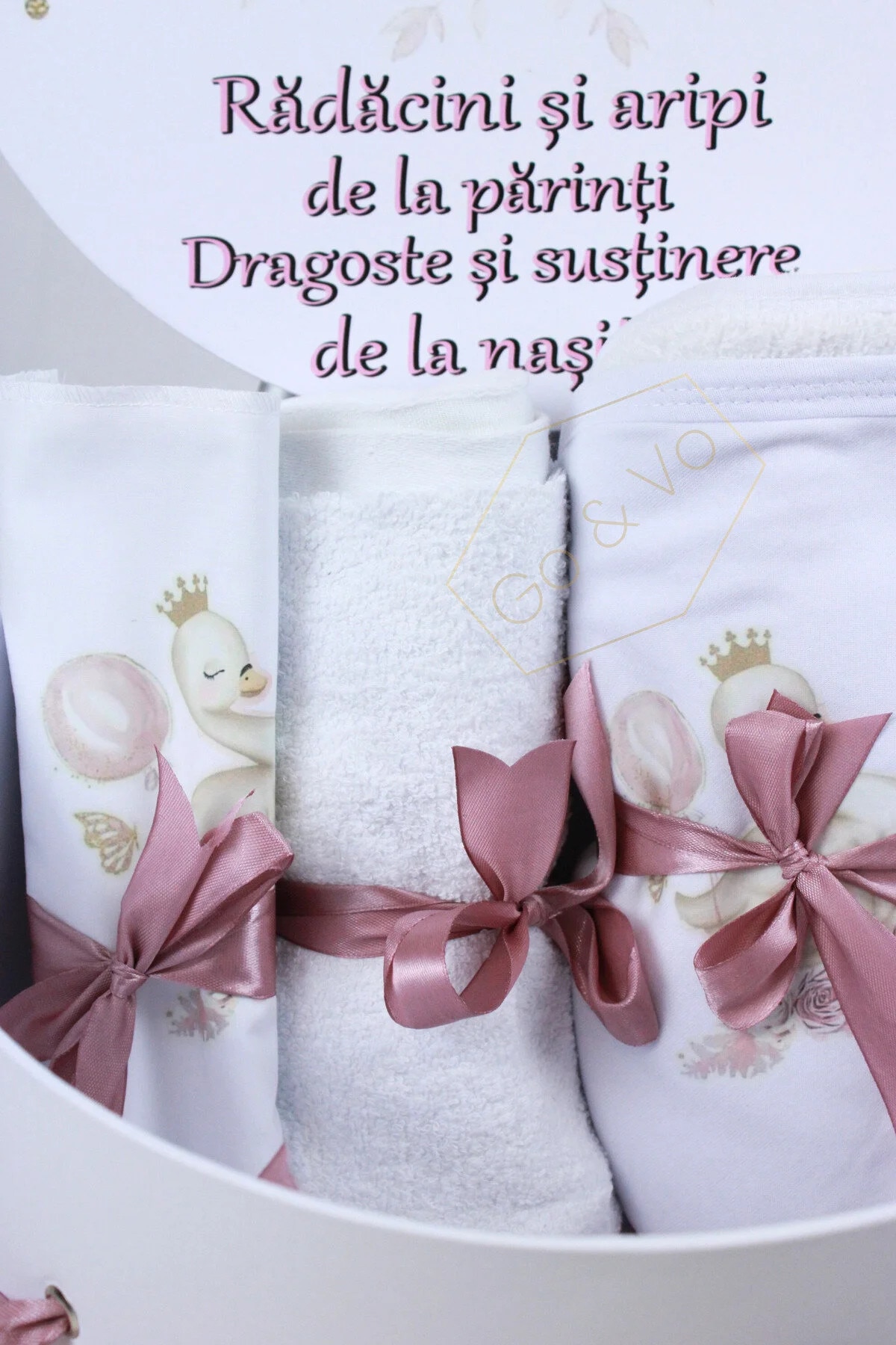 Trusou botez cu lumanare, Fetita, 9 piese, Lebada, Roz – Set complet ...