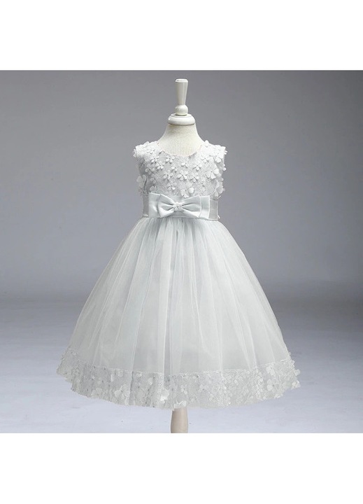 Lány ruha, hercegnő ruha, masni és flitterek, fehér, textil anyag, 100 CM