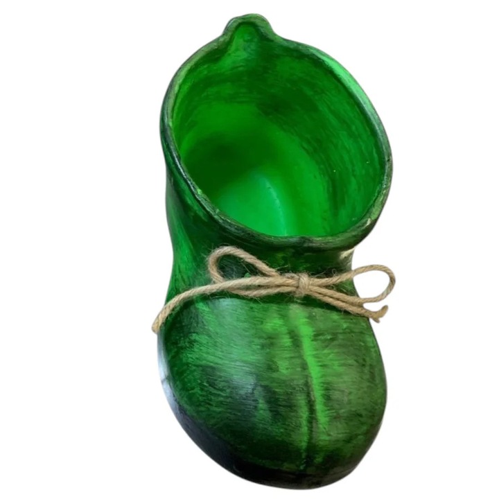 Ghiveci deFlori Bocanc, Ceramica, Verde, 24x12 cm