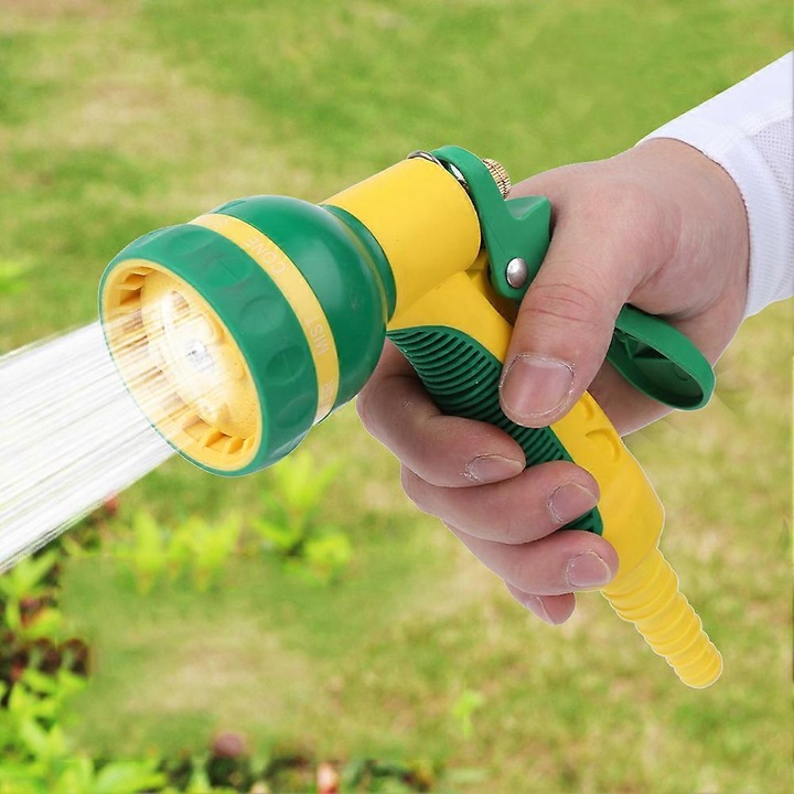 Pistol de stropit, aluminiu si ABS, 8 tipuri jet, ergonomic, 5-8m, gradina