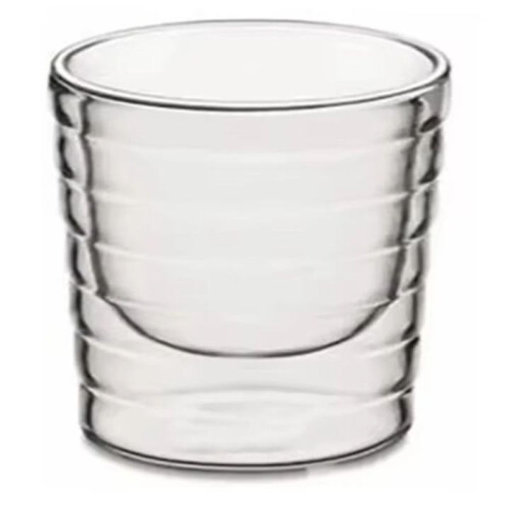 Cana dublu perete sticla transparenta 150ml izolata apilabila