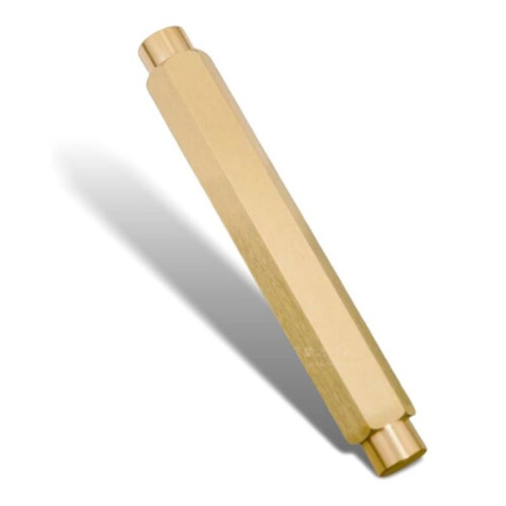 Pix EDC-Brass Pocket Pen, компактен, от месинг, винтидж дизайн за джоб, Златист, 1 химикалка + 4 пълнителя