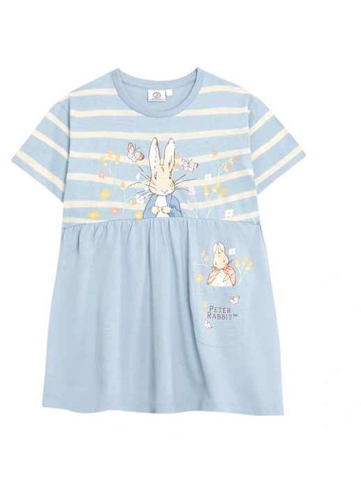 Lány ruha, Peter Rabbit, csíkos, kék, textilből készült, 86-92 CM