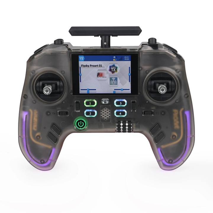 Дистанционно управление RC, предавател 2,4 GHz, с отворен код, IPS екран 6,1 см, жироскоп, прибираща се антена, програмируем, AAA батерии